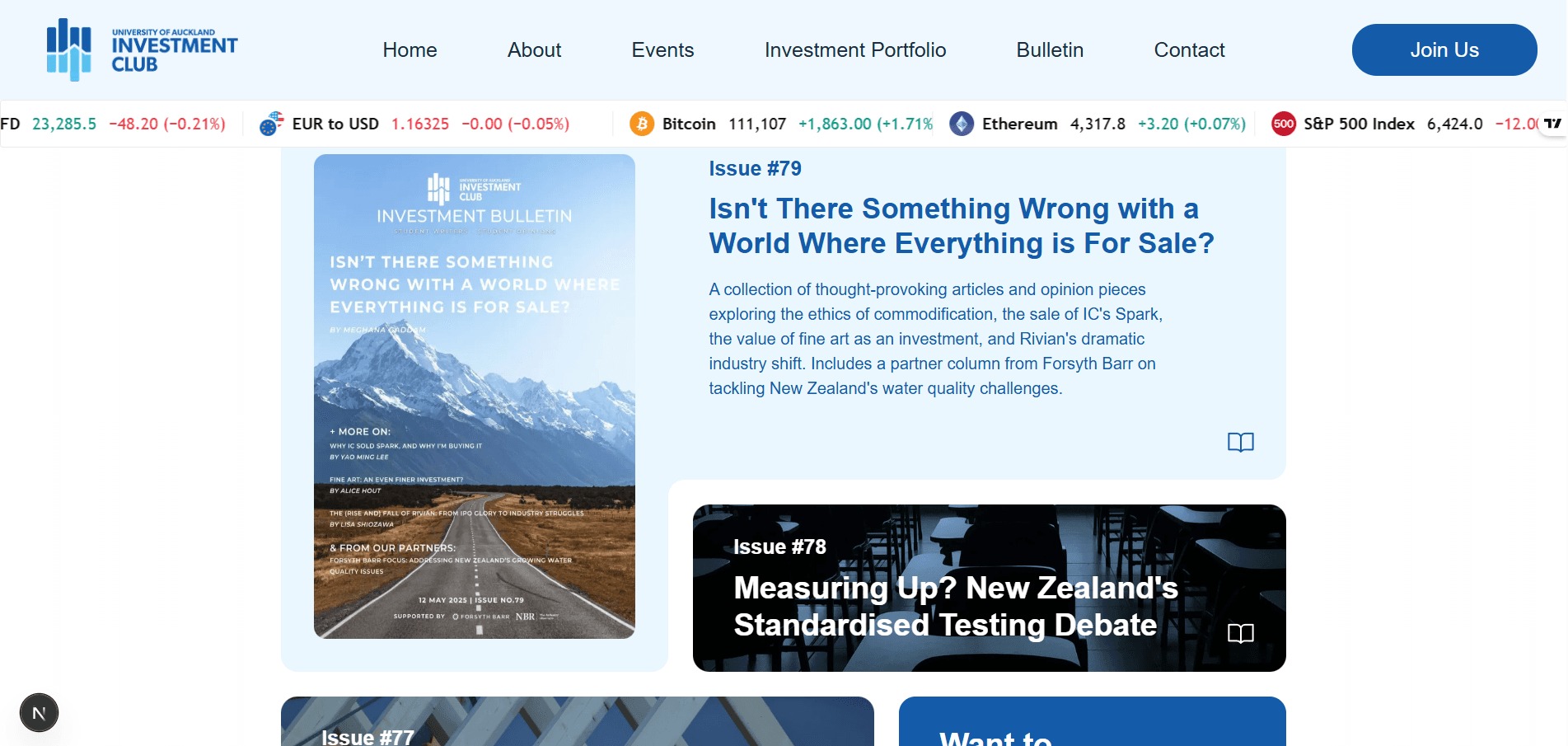 University of Auckland Investment Club screenshot